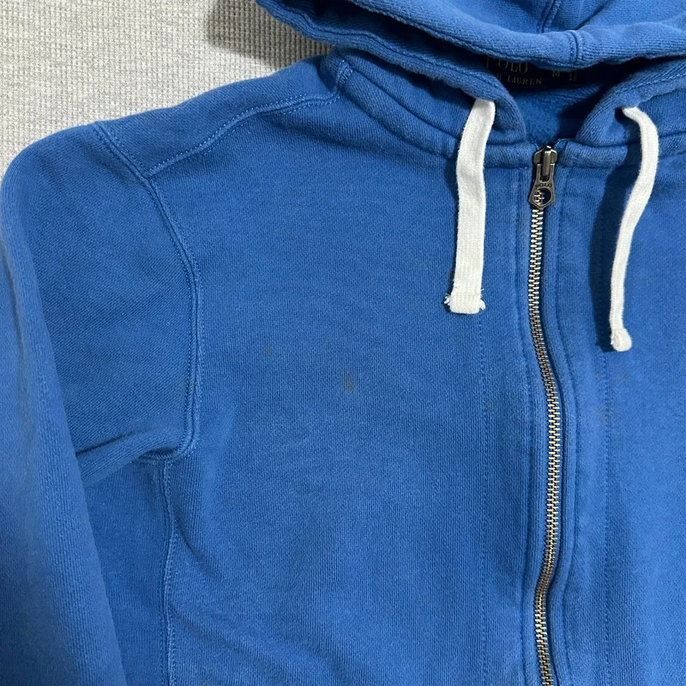 Polo Ralph Lauren Full Zip Hoodie Blue Red Pony Embroidered Sweatshirt Medium